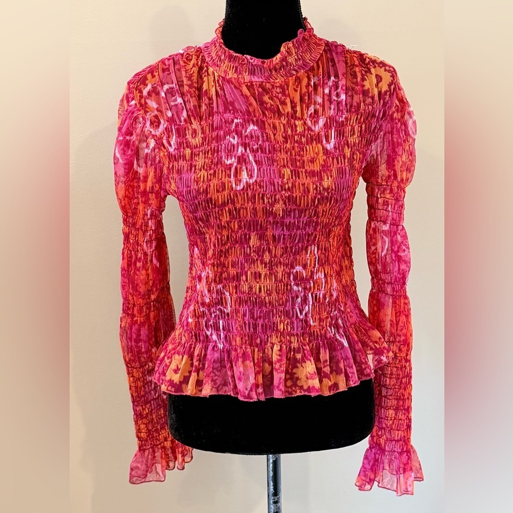 Women’s FREE PEOPLE Hello There floral long sleeve top- Size medium - Picture 3 of 8